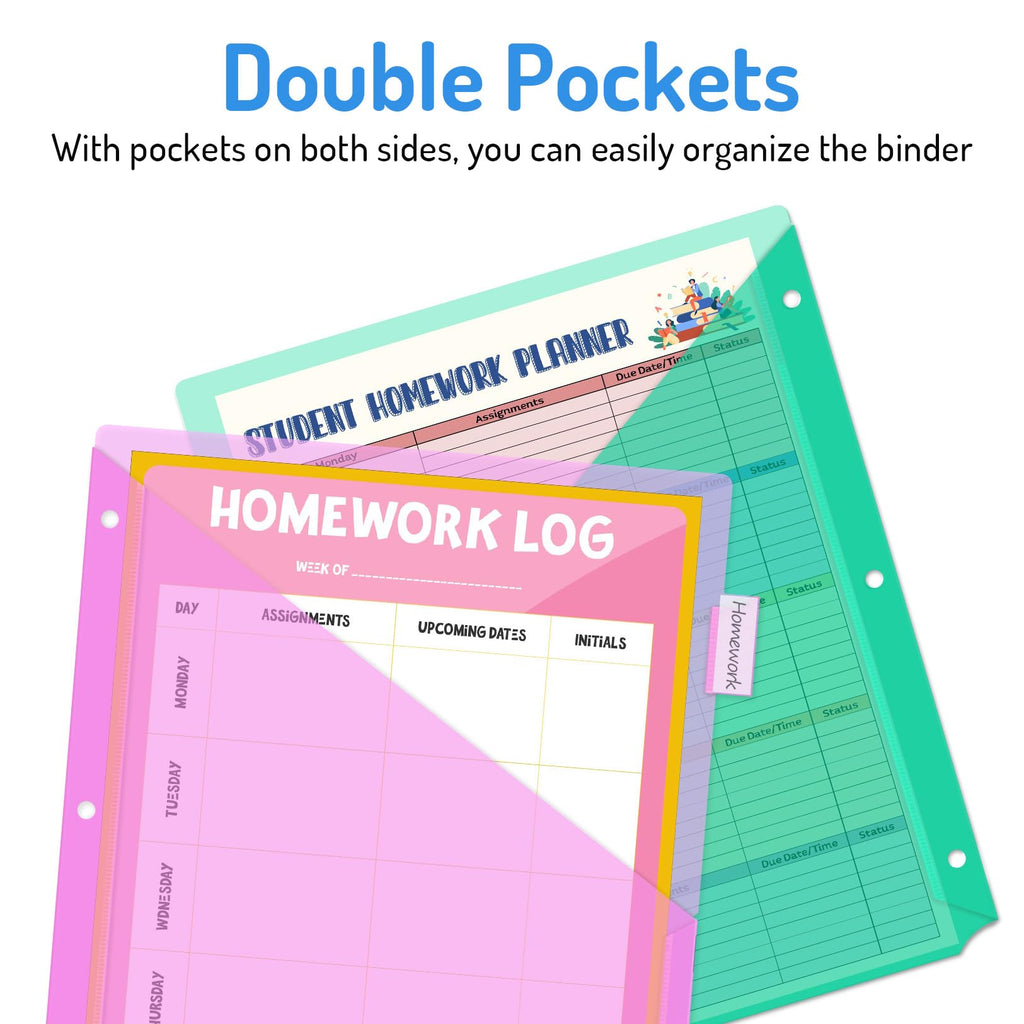 8 Count Dividers with Two Pockets, 8 tabs Binder Dividers for 3 Ring Binder Organizer, Multicolor, 1 Set