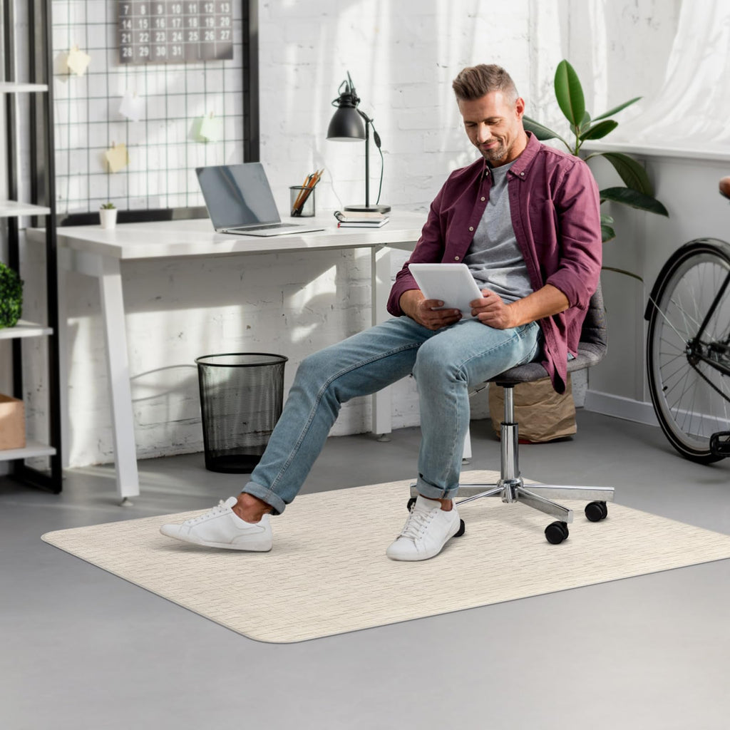 Blvornl Office Chair Mat for Hardwood Floor, 35" x 48" Desk Chair Mat for Hard Wood and Tile Floor, Large Anti-Slip Hard Floor Protector Rolling Chair Mat, PVC Mat Desk Rug for Office, Light Brown