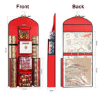 Woodoulogy Hanging Gift Wrapping Paper Storage, 40"X17" Red Double-Sided Christmas Wrapper Bag Container, Oxford Craft Roll Organizer, Present Wrap Holder for Bedroom Closet, Door, Cabinet