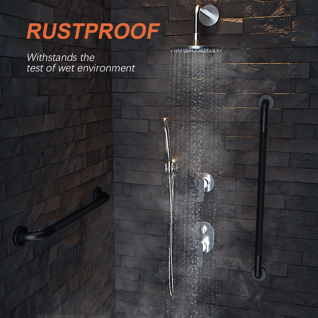 Satin Brushed Nickel Shower Grab Bars 20 Inch w/Anti-Slip knurled Grip, iMomwee Stainless Steel Wall Mount Bathroom Safety Balance Handrail, Handicap Elderly Senior Assist Textured Grab Bar Handle