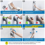 LEVERLOC Shower Grab Bars for Bathtubs and Showers, Easy to Install Suction Shower Handle for Bathroom Removable Safety Grip for Seniors Elderly, Heavy Duty Handrails Waterproof No Drilling, Silver