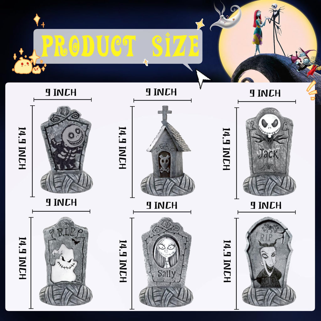 YNOUU Nightmare Before Christmas Yard Signs with Stakes, Halloween Party Supplies, Realistic Halloween Graveyard Decor Outside for Kids School Home Office Party