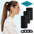 120PCS Black Hair Ties for Women Girls, Elastic Hair Bands Ponytail Holders