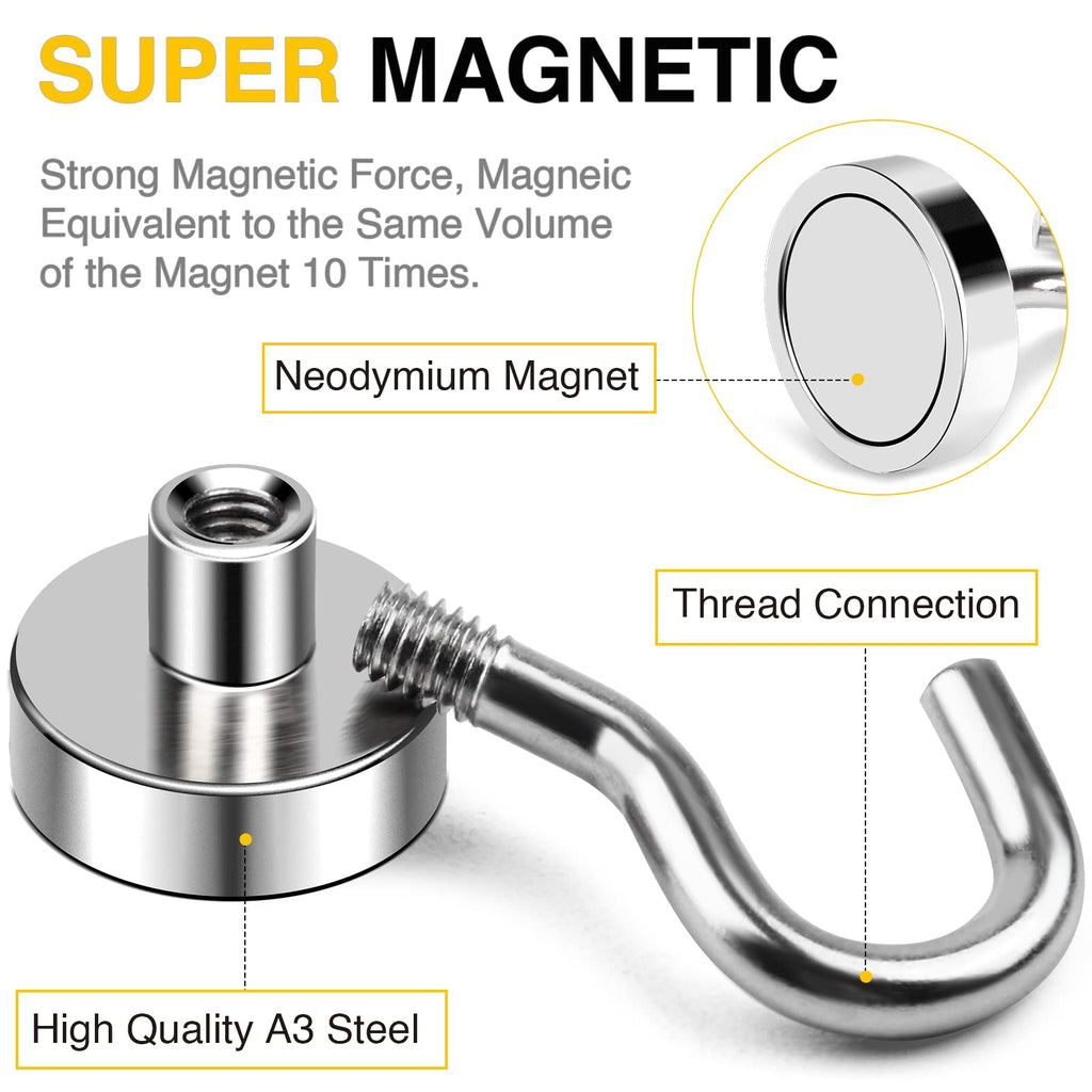Magnetic Hooks, 30lbs+ Magnet Hook 2026 Cruise Cabin Ship Essentials N52 Strong Kitchen Utensil Racks Refrigerator Fridge Magnets Hanging for Classroom Beach Vacation Grills Home 6 Pack