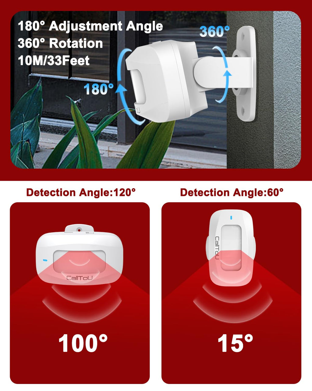 CallToU Bed Sensor Alarm and Fall Prevention for Elderly Wireless Caregiver Pager Motion Sensor&Detector Alert Monitor System 500FT for Home/Elderly/Patient/Dementia 1 Plug-in Receiver 1 Motion Sensor