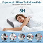 Neck Pillow Cervical Pillow for Pain Relief, Contour Memory Foam Pillows Ergonomic Pillow for Sleeping Bed Pillow Neck Support with Cooling Pillowcase Orthopedic Pillow for Side Back Stomach Sleepers