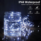 2-Pack White Fairy Lights Battery Operated with Timer, Waterproof 16FT 50 LED String Lights Outdoor Indoor, Twinkle Lights for Bedroom Dorm Wedding Birthday Christmas Parties Centerpiece (Cool White)