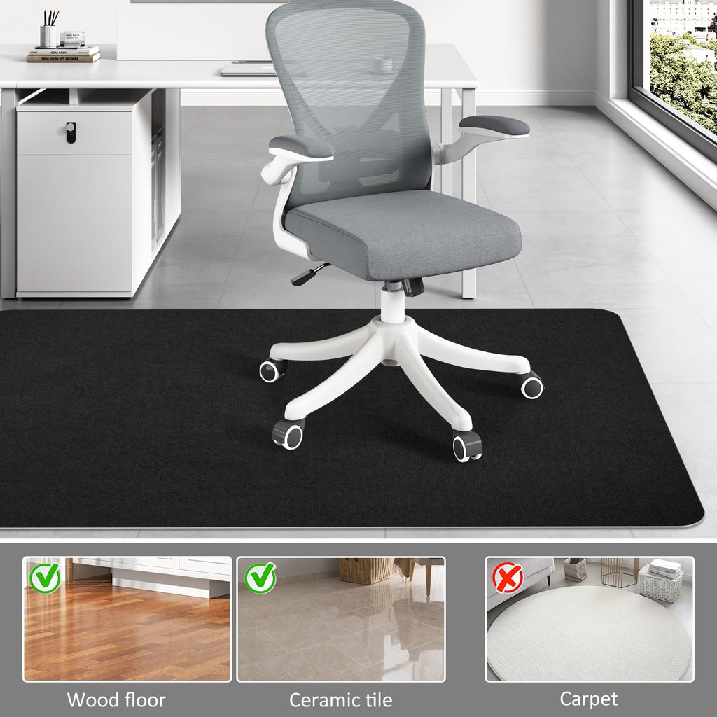 Office Chair Mat for Hardwood Floor & Tile Desk Chair Mat for Rolling Chairs Protect Hardfloor Desk Area Rug for Workstations, Durable Desk Mat for Home and Office Use (Black, 36X47 in)