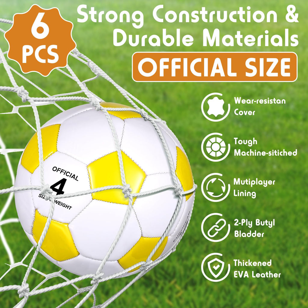 Glimin 6 Pcs Christian Charity Donation Supplies Deflated Soccer Ball Bulk with Pump Official Size Samaritan's Purse Operation Christmas Machine Stitched Ball(Size 4,Colorful)