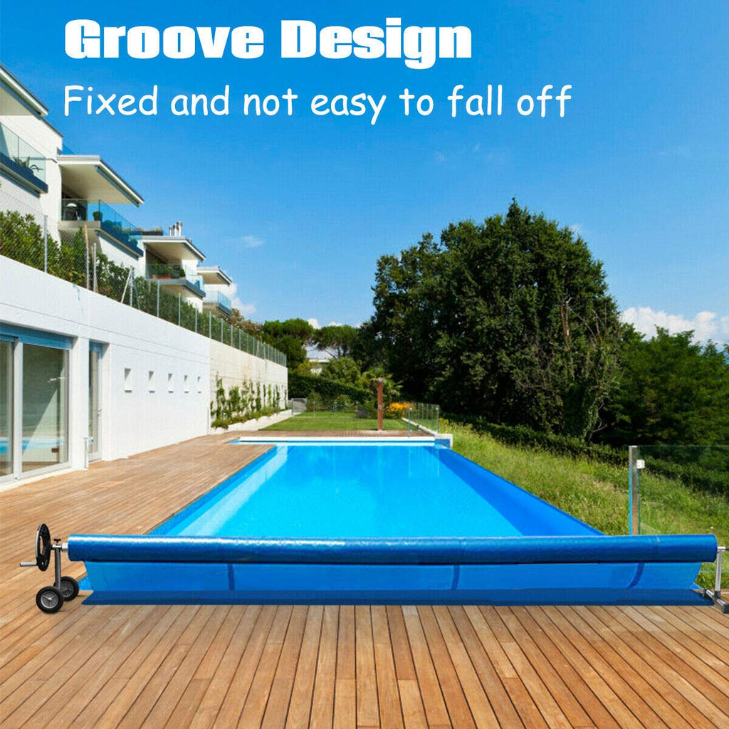 Nollapo 18FT Aluminum Solar Pool Cover Reel System – Adjustable In-Ground Swimming Pool Cover Roller, Easy-Crank Handle, Rust-Resistant Tube, Fits 6–18 ft Wide Pools