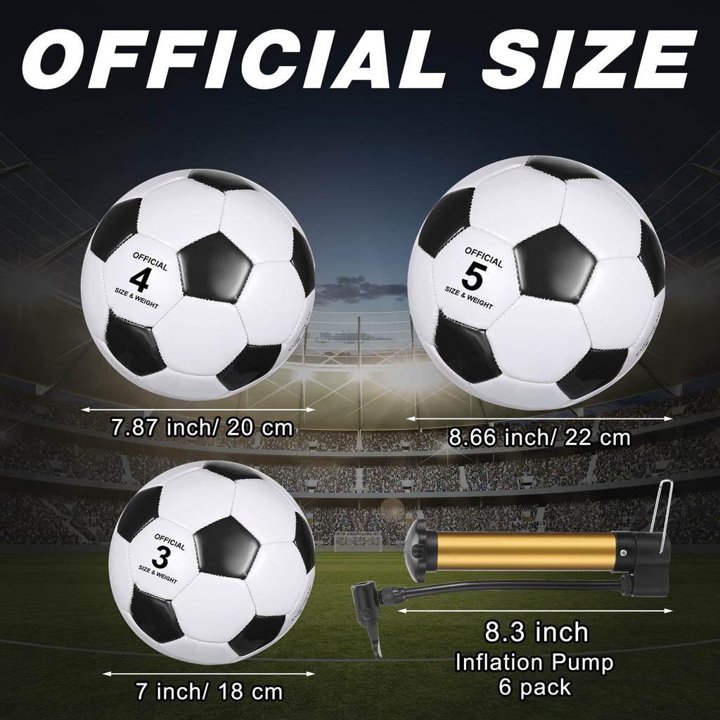 Glimin 6 Pcs Christian Charity Donation Supplies Deflated Soccer Ball Bulk with Pump Official Size Samaritan's Purse Operation Christmas Machine Stitched Ball(Size 4,Classic)