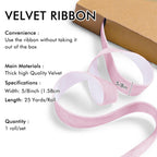 Pink Velvet Ribbon 5/8'' 25 Yards for Christmas Tree, Gift Wrapping, Flower Bouquet, Wreath Decorations, Bow Making