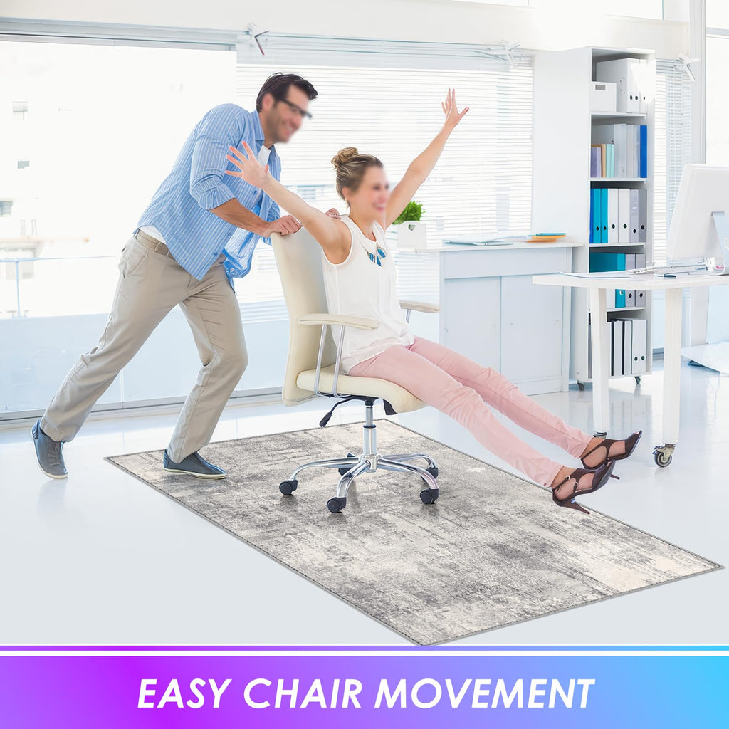 Kuyal Office Chair Mat for Hardwood Floor, 48 x 60 inches Computer Gaming Chair Mat, Low Pile Carpet Desk Chair Mat, Anti-Slip Floor Mats Wood/Tile Protection Mat(48'' x 60'', Modern Gray)