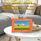 LXBYJKJ 7 Inch Digital Clock with Day and Date for Elderly Alzheimer's Dementia Clock Customizable Alarms 3 Display Modes Large Font Digital Alarm Clock for Seniors Orange