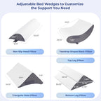 MASVIS 5Pcs Orthopedic Bed Wedge Pillow Set for Sleeping - High Density Foam Wedge Pillows for Post After Surgery, and Body/Back/Knee/Headboard Pain Relief, Acid Reflux, Snoring, Gerd