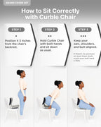 curble GRAND(Extra Wide&Sturdy) COVER SET – Ergonomic Back Support Chair with Detachable Cover, Lumbar Support for Posture Correction & Lower Back Pain Relief, Perfect for Home & Office(Set Grey)