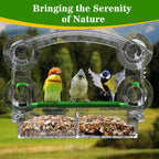 2 Pack Window Bird Feeder with Strong Suction Cups Durable and Sturdy Large Acrylic Clear Bird Feeder for Window Viewing, Bird House for Outdoors Window Viewing, Bird Watching Gifts for Elderly Kids