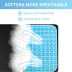 Portable Gel Seat Cushion,15.7'' x 10.6''Foldable Breathable Travel Thick Gel Seat Cushion for Office Chair, Car Seat, Wheelchair,Relief Long Sitting, Travel, Sciatica, Coccyx Pain