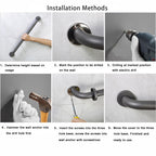 Rackickyer Shower Grab Bar, 2 Pack 24 Inch Gray Bathroom Grab Bar, 1.25" Diameter 304 Stainless Steel Anti-Slip Grab Bars for Bathtubs and Showers, Handicap Shower Grab Bar for Seniors Elderly