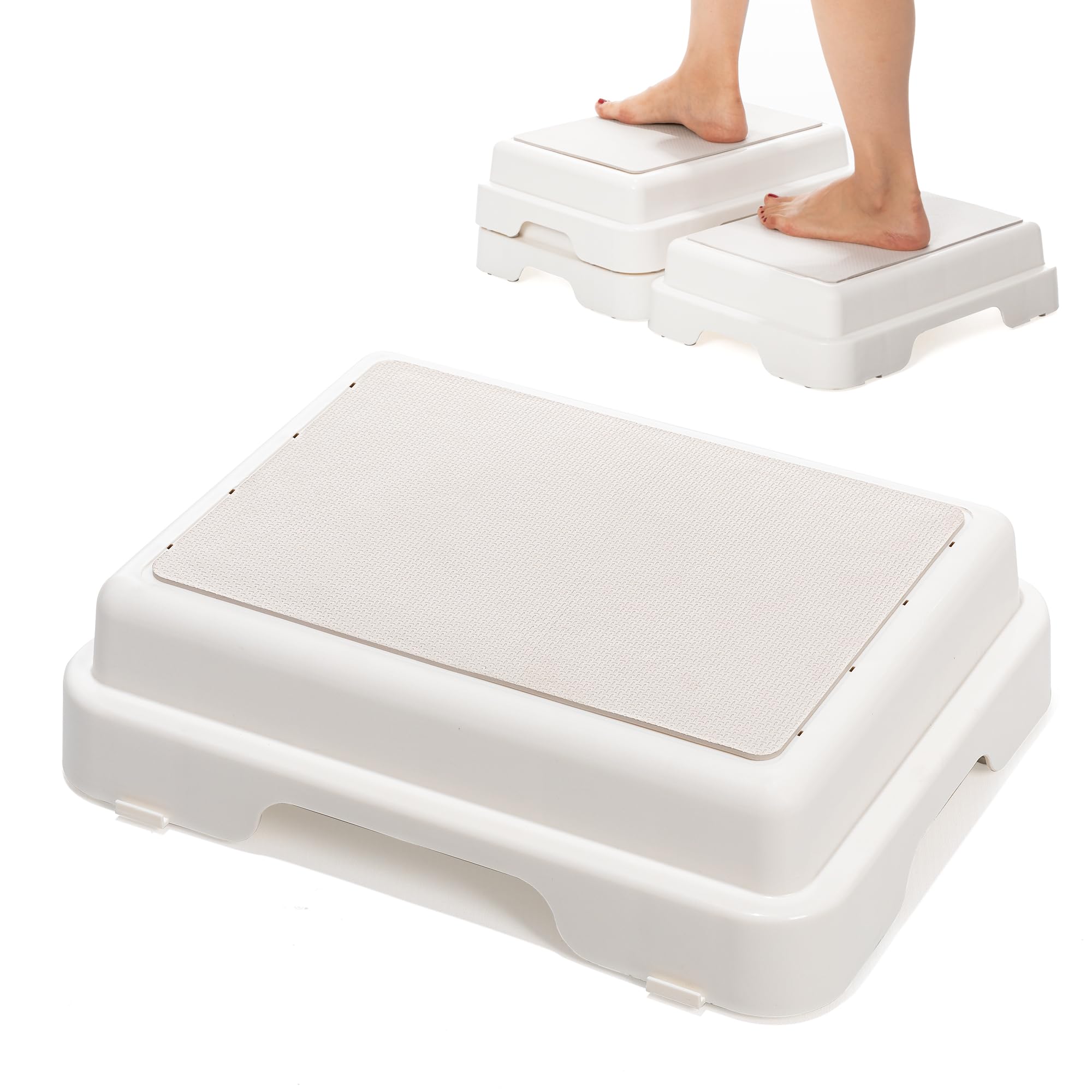 HHuanwfer Shower Bath Step Stackable Bathtub Non Slip Safety Step Stool, Indoor/Outdoor Handicap Wideing Hands Free Platform Medical Portable Stack-Able, for High Beds, Kitchens,Bathroom.