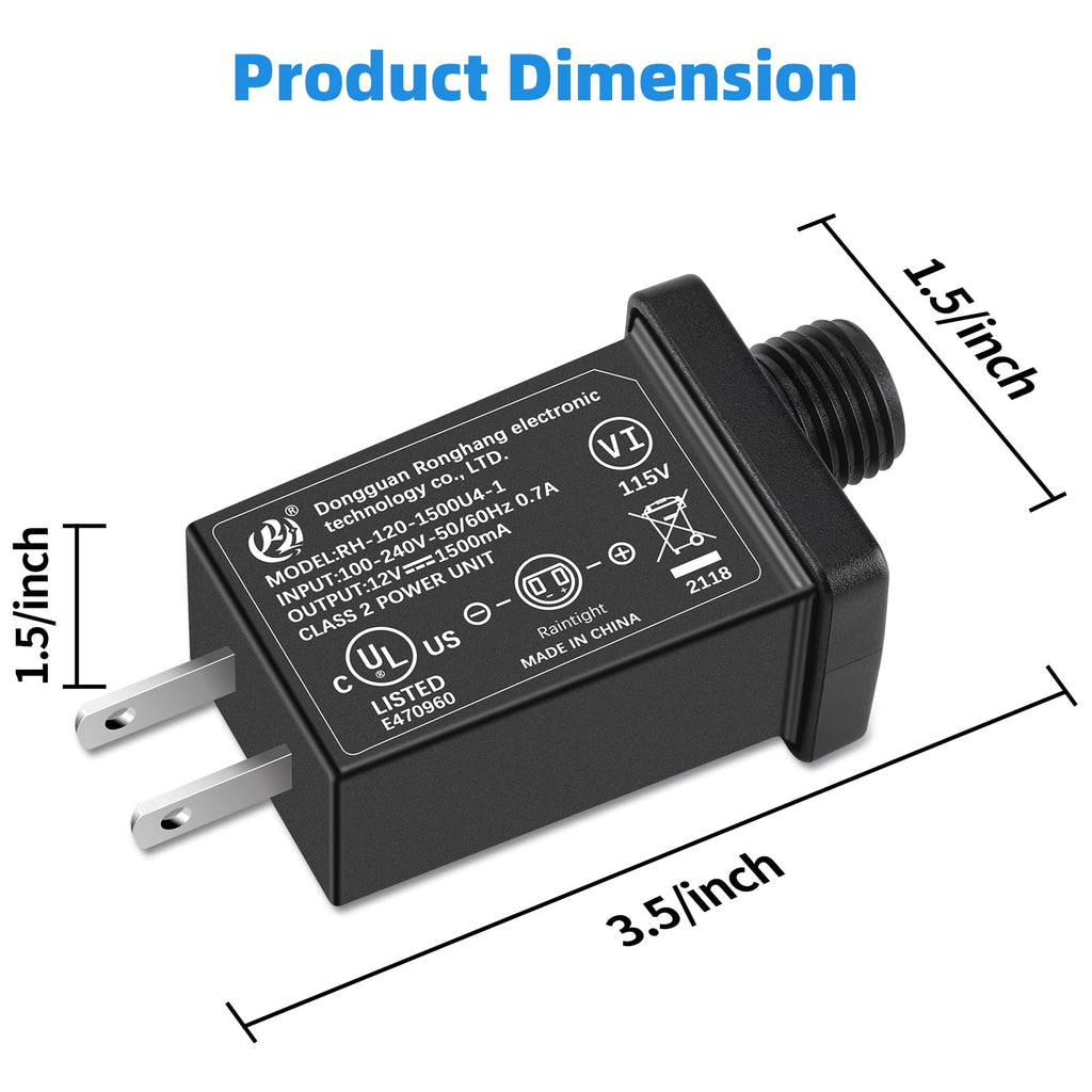 [2Pack] Replacement Yard Inflatable Adapter - 1A Transformer US Plug for Halloween Christmas Thanksgiving Inflatables, Class 2 Power Supply 120vac 60hz for LED Light