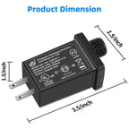[2Pack] Replacement Yard Inflatable Adapter - 1A Transformer US Plug for Halloween Christmas Thanksgiving Inflatables, Class 2 Power Supply 120vac 60hz for LED Light