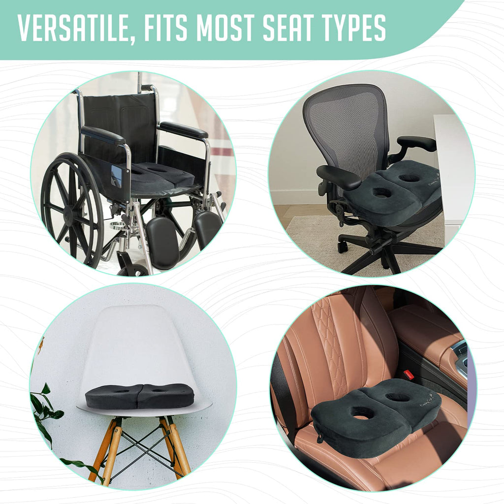 Cushy Tushy Foldable Sit Bone Seat Cushion - for Sit Bone Pain, Hip, Butt, Ischial Tuberosity, Hamstrings, and Sciatica Pain Relief - for Home, Office, and Driving…