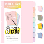 8 Tabs Long-Lasting Plastic Write & Erase Large Tabs Dividers for 3 Ring Binder, Aesthetic Cute Pastels Binder Dividers for Student, Teacher, Office, Home Organizers, 1 Set, Pastels Color