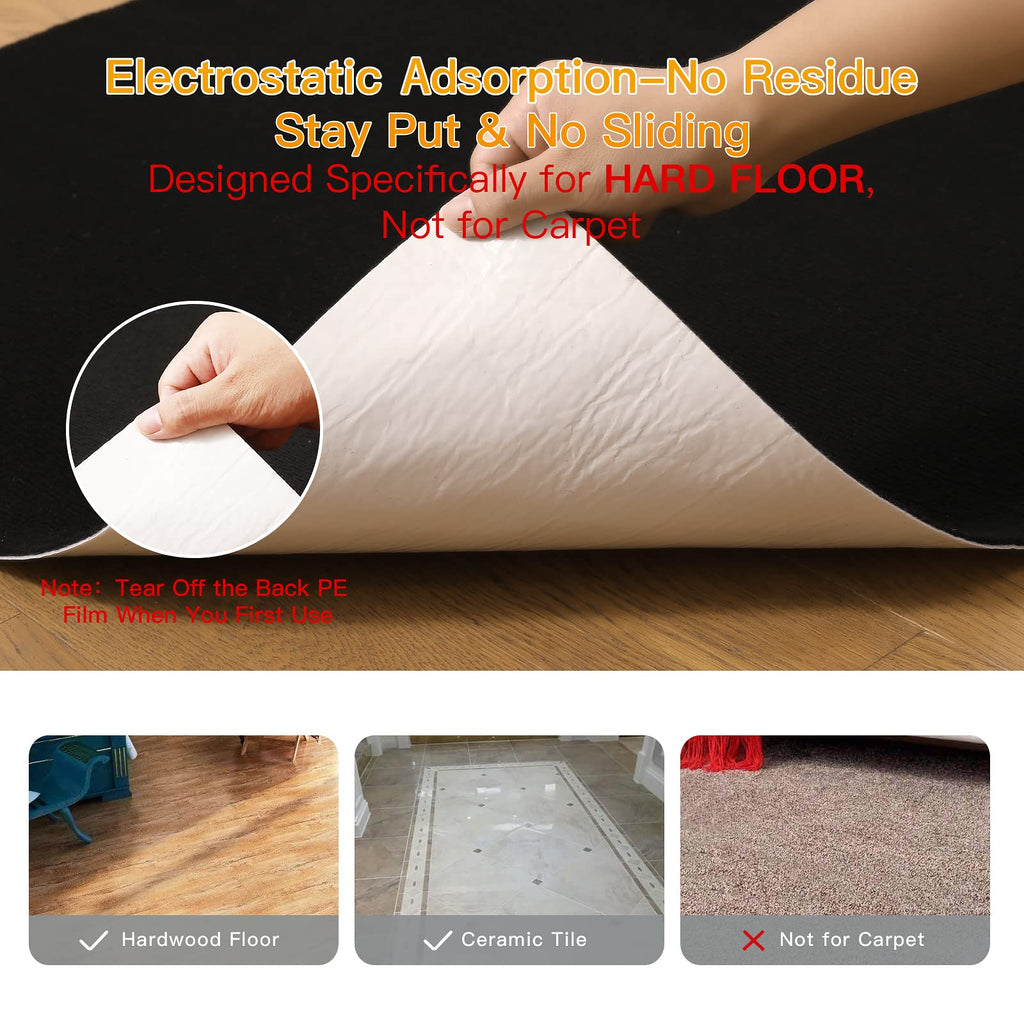 Office Chair Mat for Hardwood & Tile Floor, 55"x35" Computer Gaming Rolling Chair Mat, Under Desk Low-Pile Rug, Large Anti-Slip Floor Protector for Home Ofiice (Black)