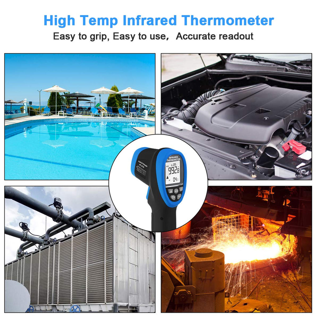 AOPUTTRIVER AP-2732 Pyrometer High Temp Thermometer Gun, Laser Thermometer Gun -58℉~2732℉(-50℃ ~ 1500℃), 30:1 IR Thermometer Gun, Non-Contact Thermometer for Pizza ovens, Kiln, Forge