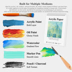 Fuxi Acrylic Sketchbook 8.5x11, 20 Sheets(40page) Paint Paper for Acrylic Painting, 246 lb/ 400gsm Paper for Paint Pens.