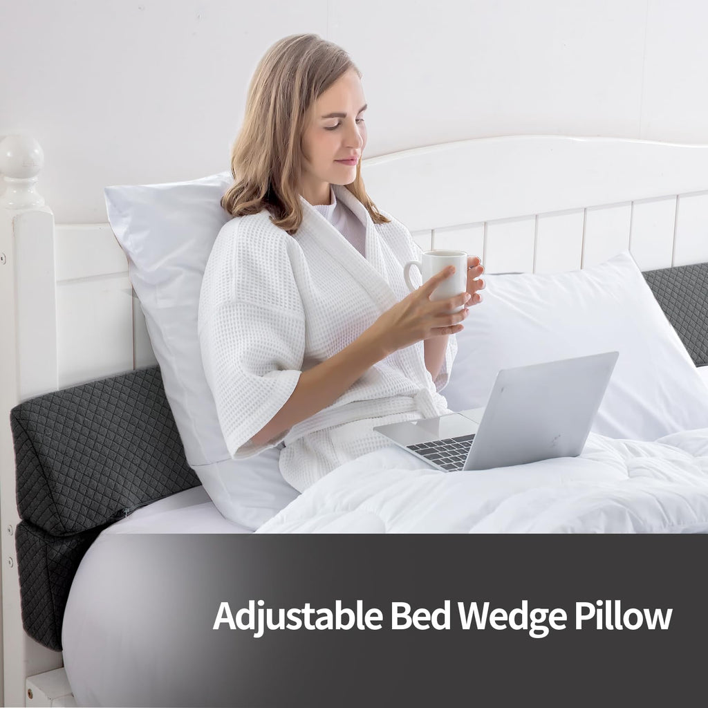 MABOZOO Pillow Wedge for Headboard Gap,Grey Bed Wedge Gap Filler King Size,Foldable Bed Wedge Pillow for Headboard,Foam Mattress Gap Filler,76"x6"x6"