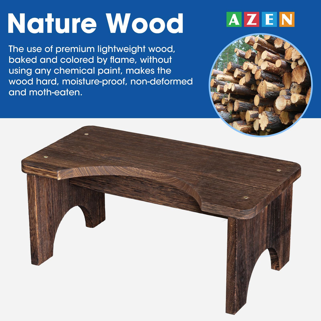 AZEN Wood Toilet Stool Squat Adult, Poop Stool for Bathroom Adults, Portable Toilet Potty Stool for Adults, 7 Inch Height