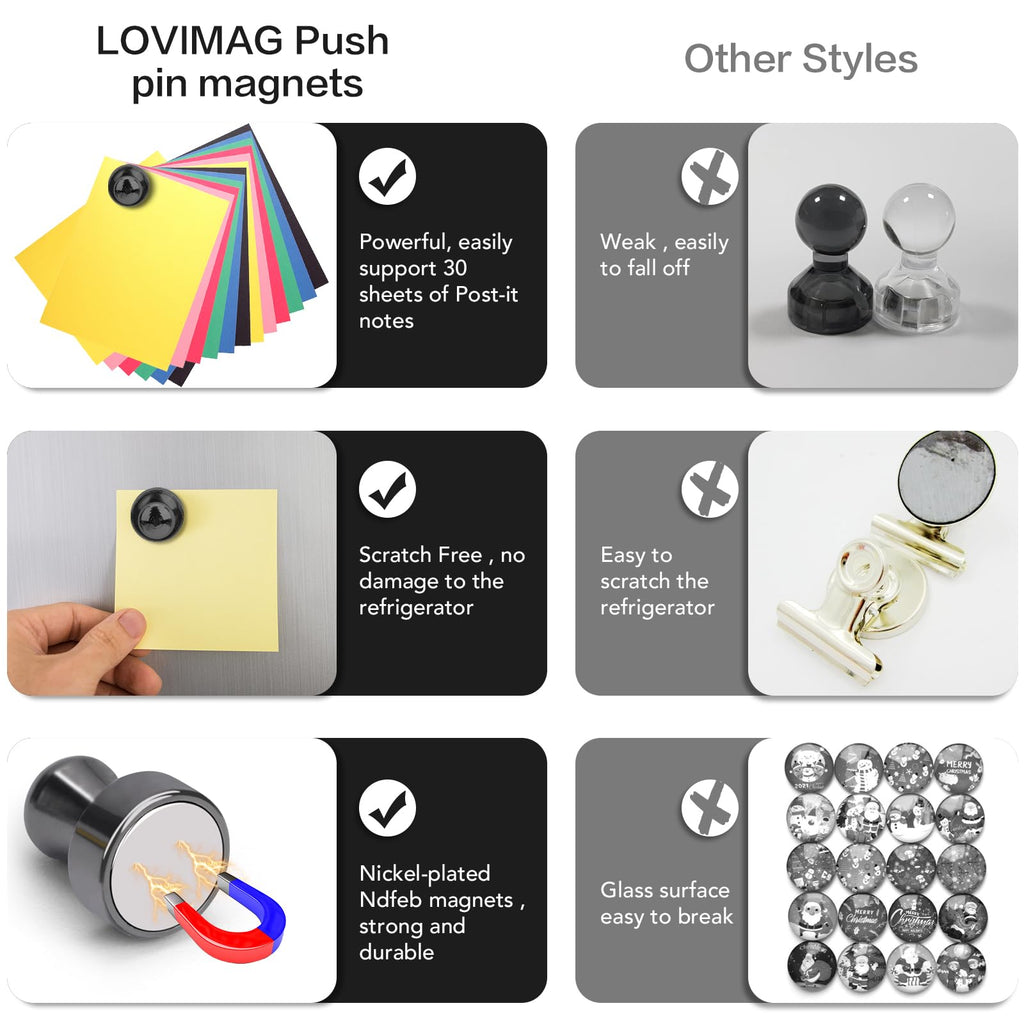 Fridge Magnets 12Pcs Refrigerator Whiteboard Small Strong Magnet Classroom Kitchen Accessories Decorative Locker Set Decor Must Haves Office Calendar Refrigerador Magnetic Cute Crafts Black