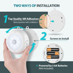 Alivation Motion Sensor Light Indoor, LED Closet Lights Battery Operated, Motion Sensor Night Light Under Cabinet Lighting, 3 AA Battery Powered Lights, Puck Lights for Wall, Stair, Dimmable (3 Pack)