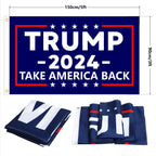 Trump 2024 Flag Hat Merchandise, Including Make America Great Again Hat, Take America Back Flag 3x5Ft, 4 Silicone Bracelets, 2 Buttons Badges