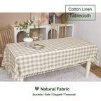 Midsummer Breeze Rustic Checkered Tablecloth, Cotton Gingham Rectangle Table Cloths for Kitchen Dining Restaurant Farmhouse Thanksgiving Christmas Décor(55x102”,Gray Khaki)