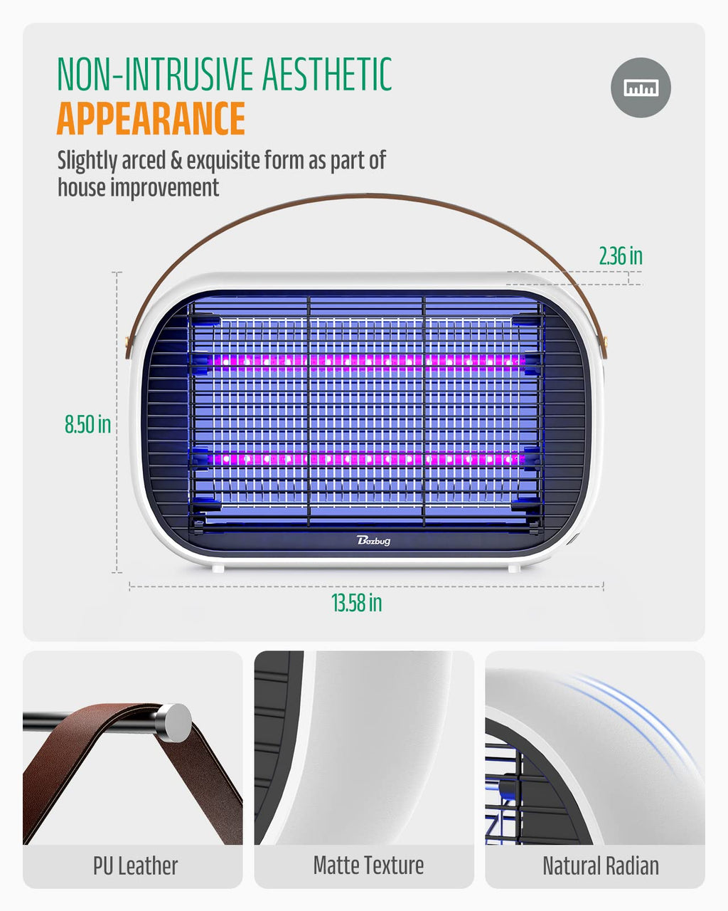 Buzbug LED Bug Zapper Indoor, 10 Years Lifespan Lamp Sustainable Less Power, Durable Instant Electric Mosquito Insect Killer Fly Zapper, for Home Kitchen Restaurant Bakery Balcony Patio Office -MA015B