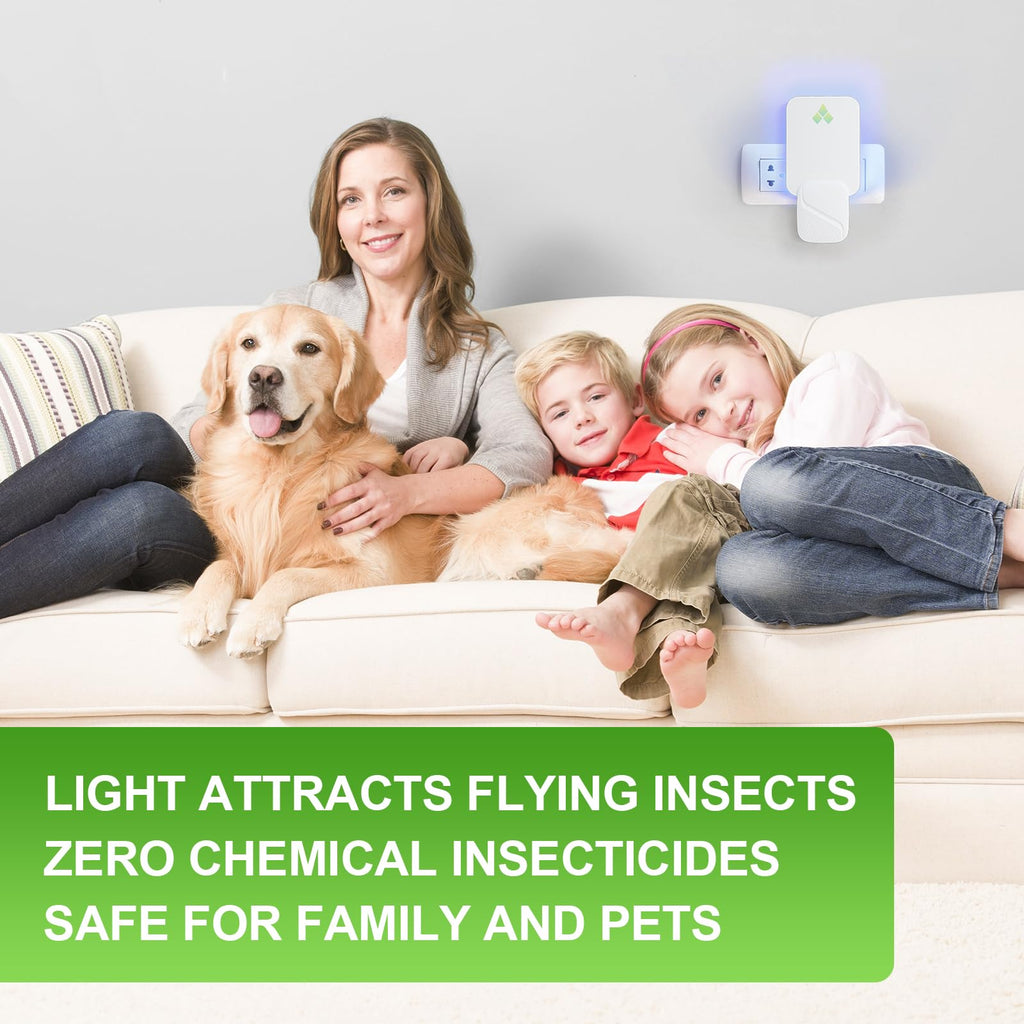 Gnat Traps for House Indoor, Fly Trap Indoor for Fruit Flies, Gnat, Moth, Mosquito, and Other Flying Insects - 2 Devices + 12 Glue Boards, Two Modes Protect 400 Sq Ft for Home