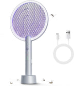 Electric Fly Swatter Racket 1 Pack, Mosiller 2 in 1 Bug Zapper with USB Rechargeable Base, 4000 Volt Indoor Outdoor Mosquito Killer with 3-Layer Safety Mesh for Pest Insect Control & Flying Trap