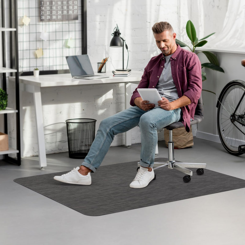 Blvornl Office Chair Mat for Hardwood Floor, 45"x 53" Desk Chair Mat for Hard Wood and Tile Floor, Large Anti-Slip Hard Floor Protector Rolling Chair Mat, PVC Mat Desk Rug for Office Home, Black