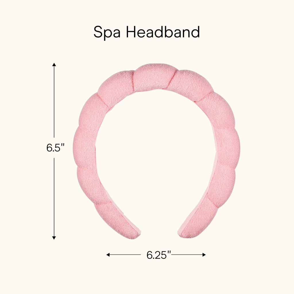 Spa Makeup and Face Washing Headband, Pink Bubble Design, 1 Count, Ultra-Absorbent Microfiber Headband for Washing Face, Soft Terry Cloth, No-Squeeze, No-Pull Band Gentle on Hair and Head
