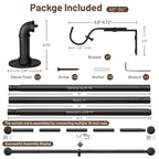 Curtain Rods for Windows 48 to 84, 1 Inch Industrial Wrap Around Black Curtain Rod, Indoor/Outdoor Room Divider Adjustable Drapery Pole, 48"-86"