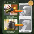 YARRAMATE 16oz/470ml Light-Blocking Dark Oil Sprayer for Cooking, 2 in 1 Olive Oil Dispenser Bottle for Kitchen, Premium Dark Green Glass Oil Bottle, Food-Grade Oil Mister for Air Fryer, BBQ (Black)