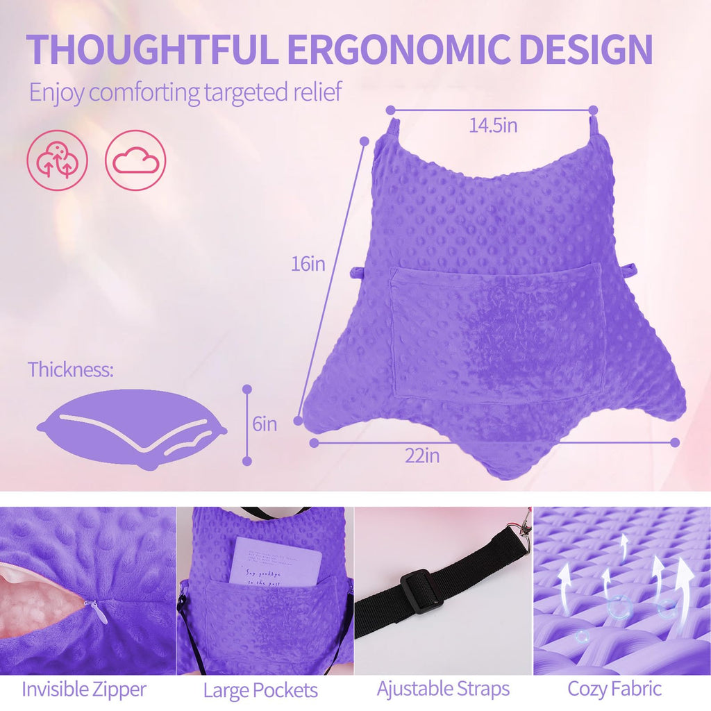 okmaba Hysterectomy Pillow with Pocket for Ice/Hot Packs, Abdominal Surgery Recovery Pillow for Women, Post-Surgery Support Cushion(Purple)