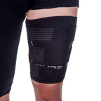 Pure Athlete Thigh Compression Sleeve – Adjustable Straps Quad Wrap Support Brace, Hamstring Upper Leg (1 Sleeve - Black, X-Large)