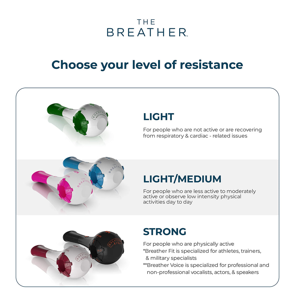 BREATHER PINK │ Natural Breathing Exerciser Trainer for Drug-Free Respiratory Therapy │ Breathe Easier with Stronger Lungs │ Guided Mobile Training App Included