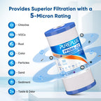 PUREPLUS 5 Micron 10" x 4.5" Whole House Sediment and Carbon Water Filter Replacement Cartridge for GE FXHTC, GXWH40L, GXWH35F, GNWH38S, Culligan RFC-BBSA, WRC25HD, PP10BB-CC, Pentek RFC-BB, 2Pack