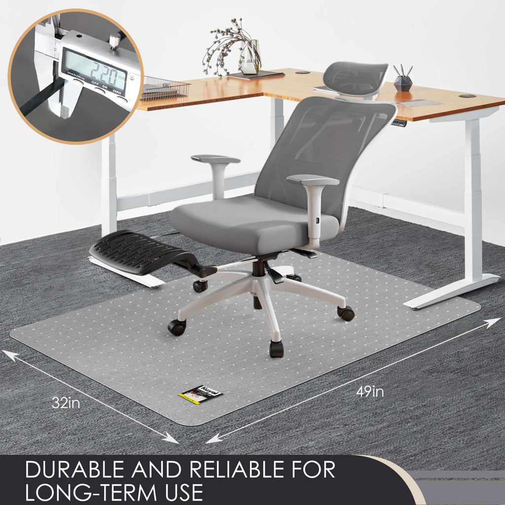 Kuyal Office Chair Mat for Carpet, 32x49 Clear Heavy Duty Computer Chair Mat, Under Desk Protector Carpeted Floors Mat, Easy Chair Movement,Ship Flat