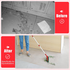 UNCLE ROCK Magic Broom with V-Shape Brush, 2 in 1 Squeegee Broom for Floor Cleaning, 60” Long Handle Silicone Broom Sets to Clean pet Hair, Ketchup, Glass Shards Red
